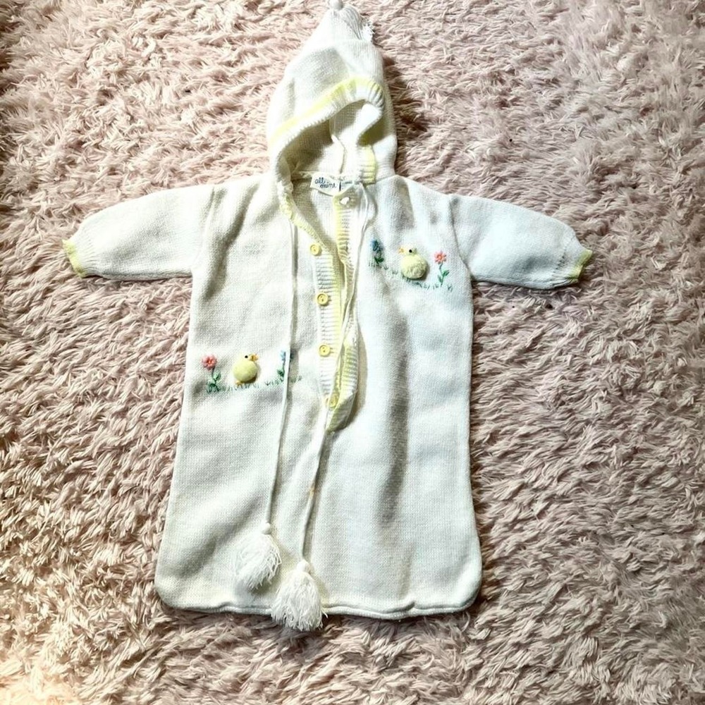 Vintage Nostalgic Retro Baby Shower Gift Neutral Hooded Gown 0-6M‎ Heritage Twee